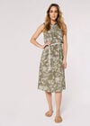 Palm Scene Midi Dress, Khaki, large
