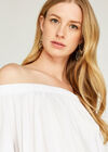 Elasticated Bardot Jersey Top, White, large