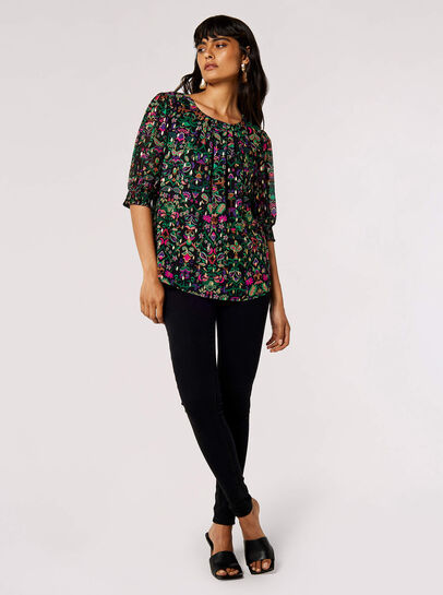 Gold Foil Paisley Top 
