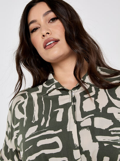 Geo Grecian Shirt Midi Dress
