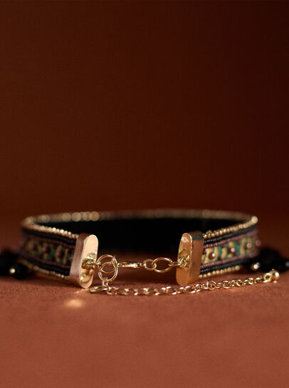 Beaded Stone Choker Necklace