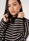 Stripe Knitted Longline Jumper, Black, large