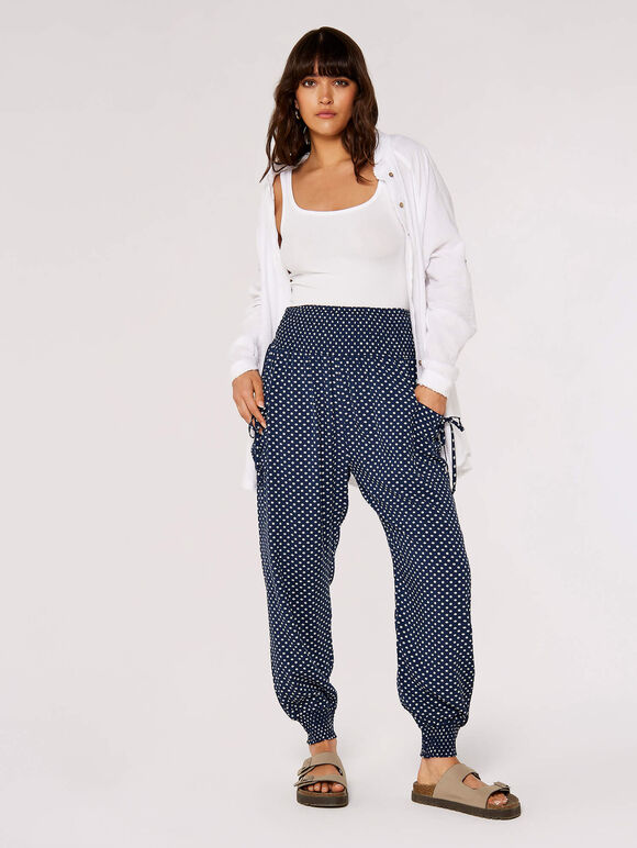 Diamond Print Smocked Jogger, Navy, large