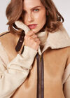 Borg-Lined Suede Aviator Gilet, Stone, large