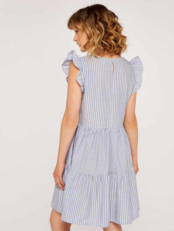 Stripe Tiered Dress, Blue, large