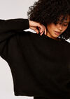 Oversized Batwing Boucle Jumper, Black, large