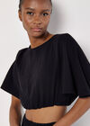 Textured Cotton Crop Top, Black, large