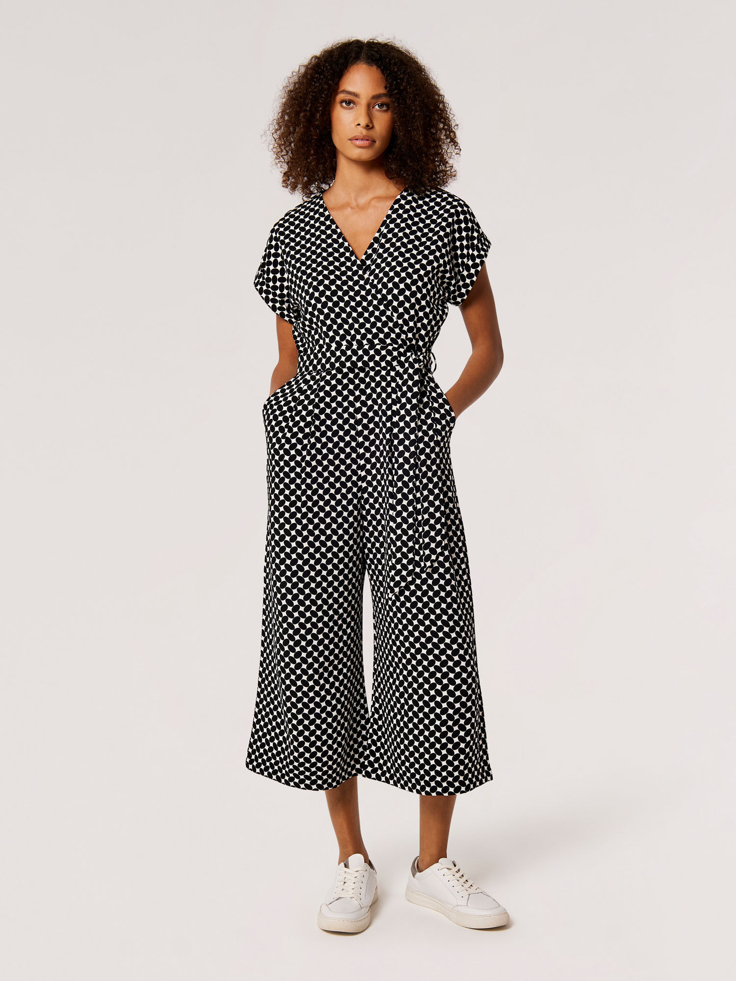 Black wrap culotte jumpsuit sales