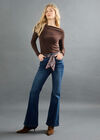 Lulu Scarf Belt Flare Jeans, Blue, large