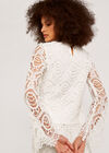 Scallop Lace Top, Cream, large