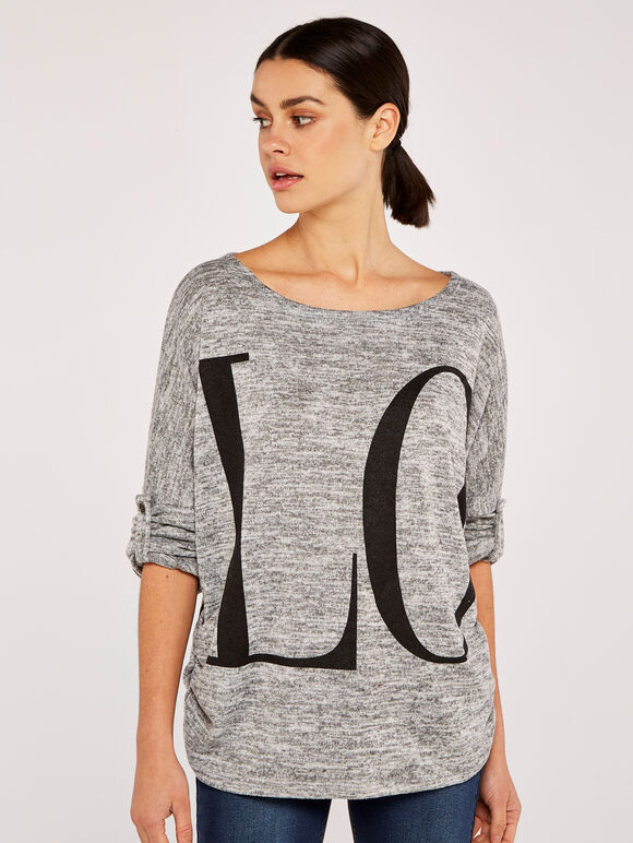 Love All Over Ruched Top, Grey, large