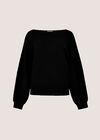 Ribbed Knit Batwing Jumper, Black, large