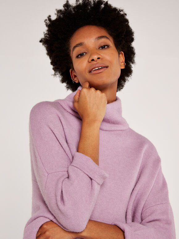 Chunky Oversize Cocoon Jumper, Lilac, large