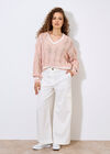 Cropped Cable Cricket Jumper, Pink, large