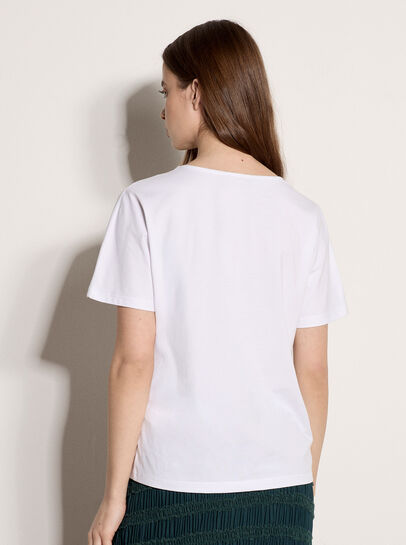 Floral Embroidered Cotton Blend T-Shirt