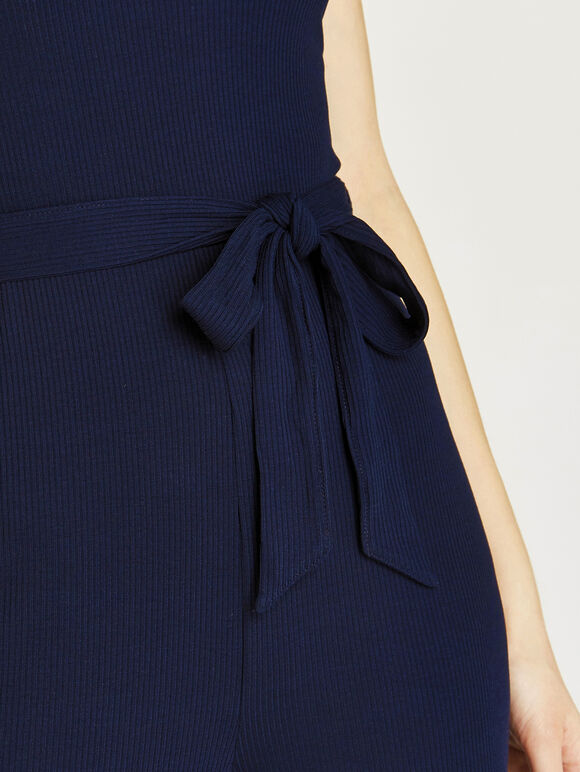 Mini Ribbed Easy Jumpsuit, Navy, large