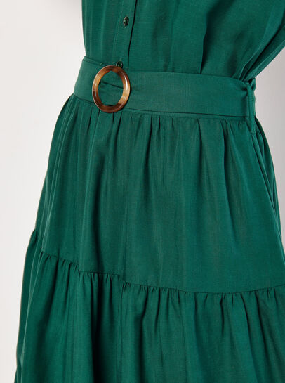 Belted Tiered Maxi Skirt