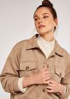 Suede Shirt Jacket, Brown, large