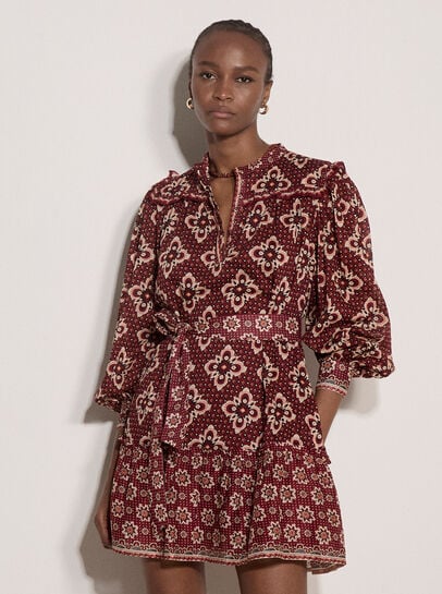 Tile Print Shift Mini Dress