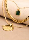 24K Gold Plated Layered Coin Necklace, Gold, large