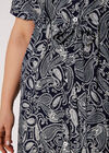 Curve Paisley Shirt Midi Dress, Navy, large