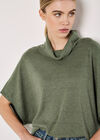 Roll Neck Ribbed Cape, Khaki, large