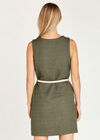 V Neck Rope Tie Tweed Tunic, Khaki, large