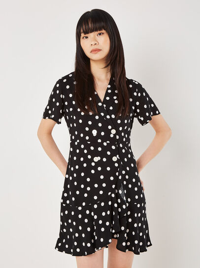 Polka Dot Double-Breasted Mini Dress