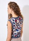 Floral Crochet Waistcoat, Navy, large