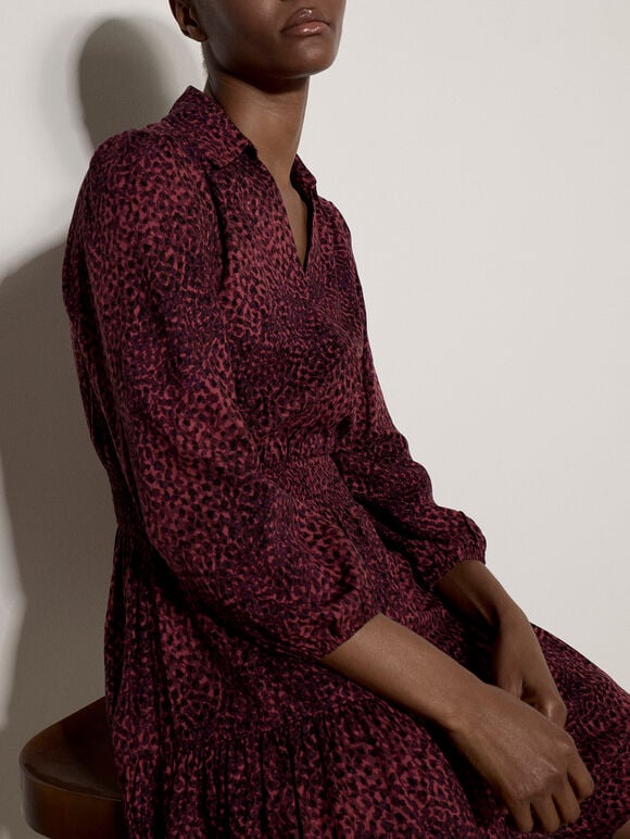 Blurred Spot Shirt Mini Dress, Burgundy, large