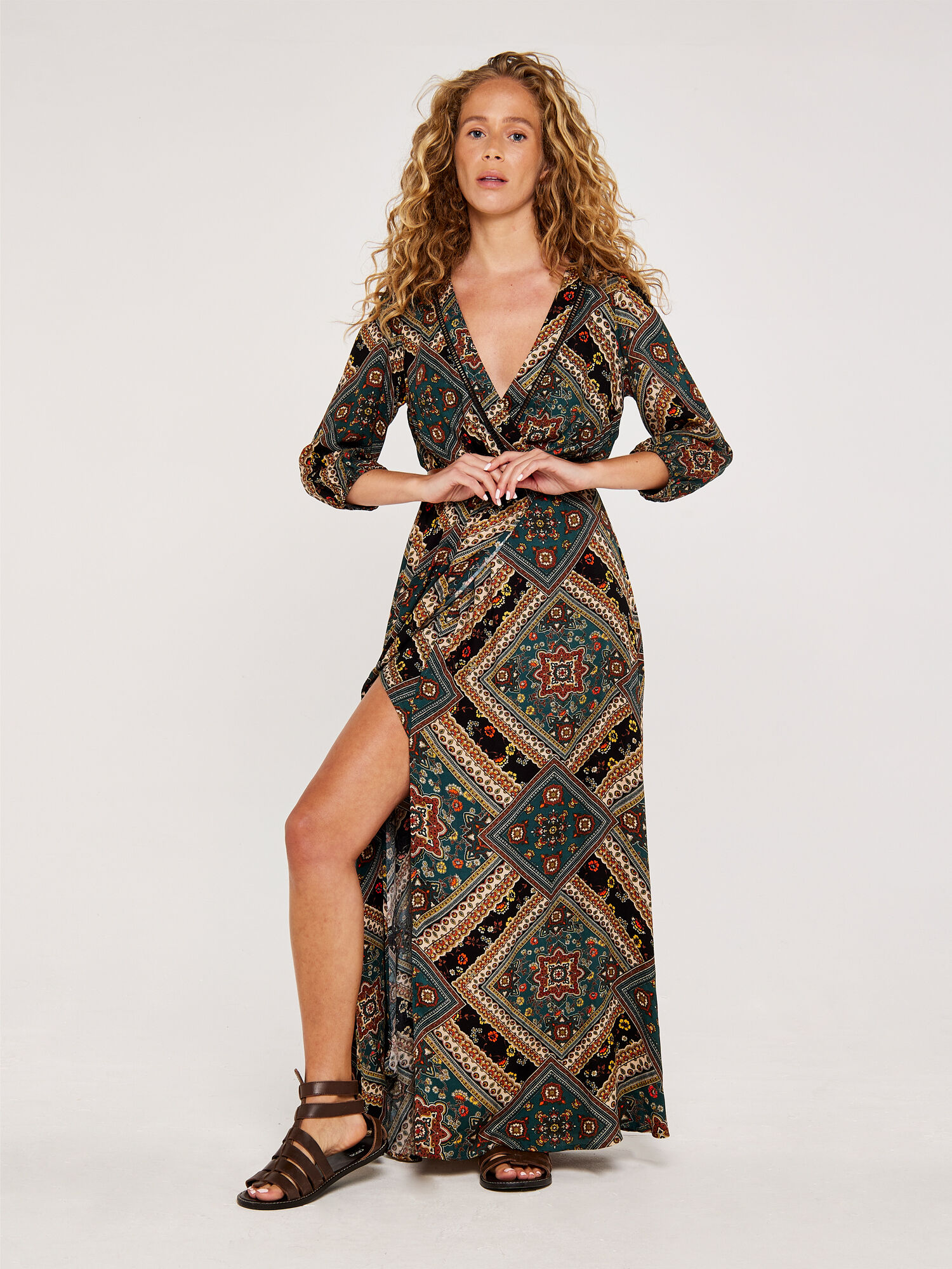 Long sleeve maxi wrap top dress
