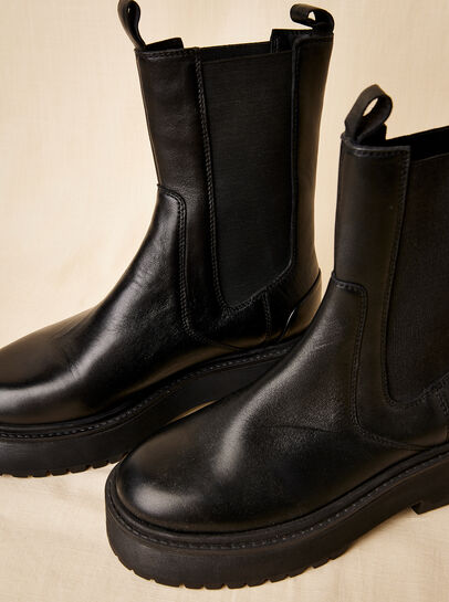 Chunky Leather Platform Boots