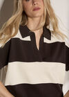 Boxy Cropped Stripe Knit T-Shirt, Grey, large