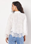 Textured Cotton Floral Crochet Blouse, White, large