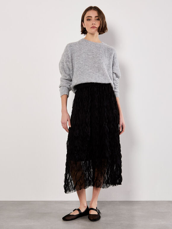 Bow Back Shimmer Fluffy Jumper, Grey, large