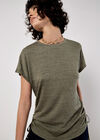 Textured Jersey Side Ruched T-Shirt, Khaki, large