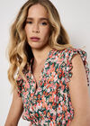 Ditsy Floral Ruffle Mini Dress, Green, large