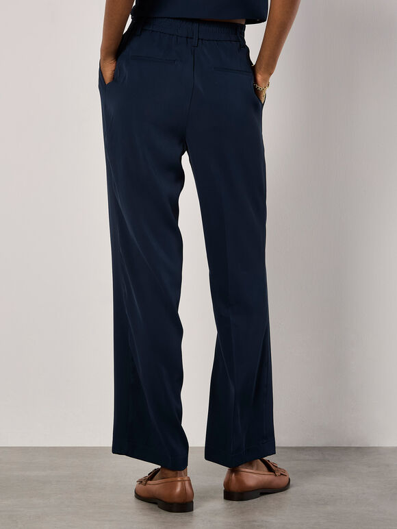 Soft Twill Wide Leg Trousers, Navy, large