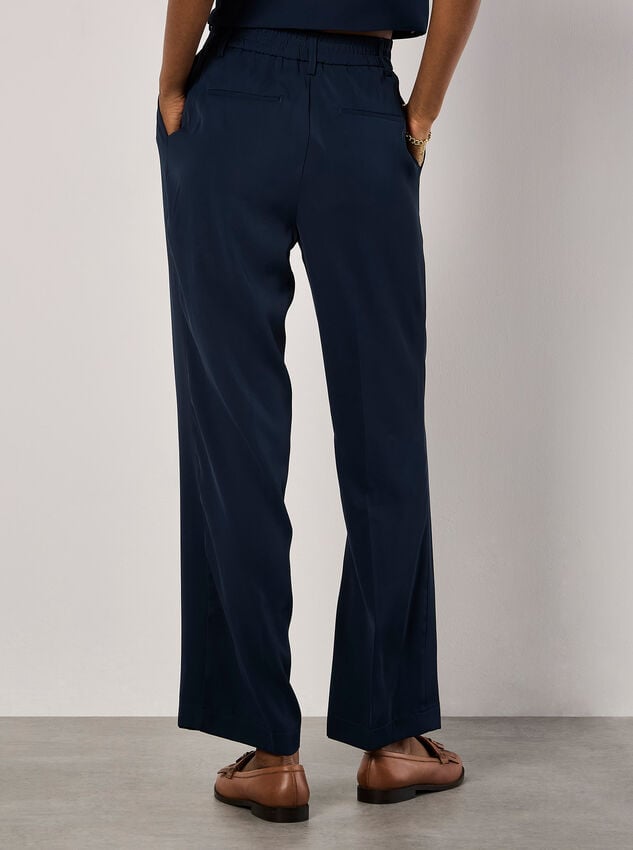 Soft Twill Wide Leg Trousers, Navy, large