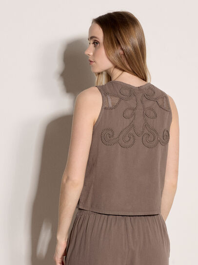 Embroidered Cotton Shell Top
