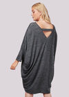 V Back Marl Batwing Cocoon Dress+, Dark Grey - Charcoal, large