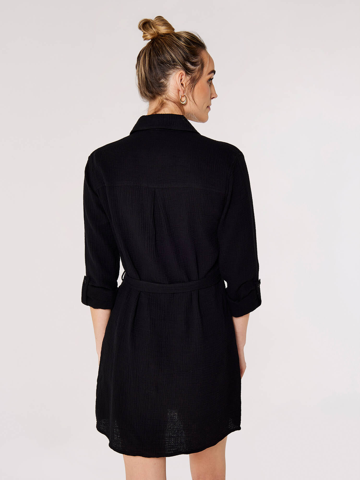 Black cotton shirt dress cheap