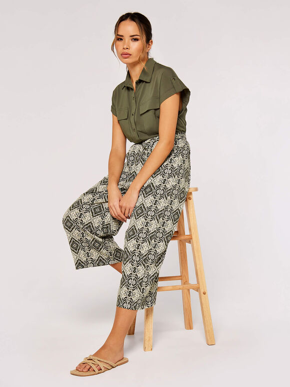 Ikat tile culotte, Khaki, large
