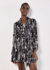 Tie Dye Stripe Shirt Mini Dress, Grey, large