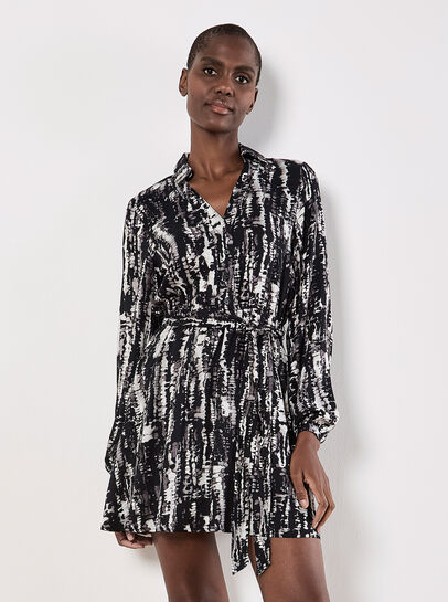 Tie Dye Stripe Shirt Mini Dress