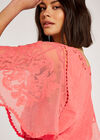 Floral Embroidery Top with Lace, Coral, large