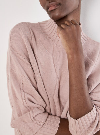 Rhinestone Embellished Fine Knit Jumper