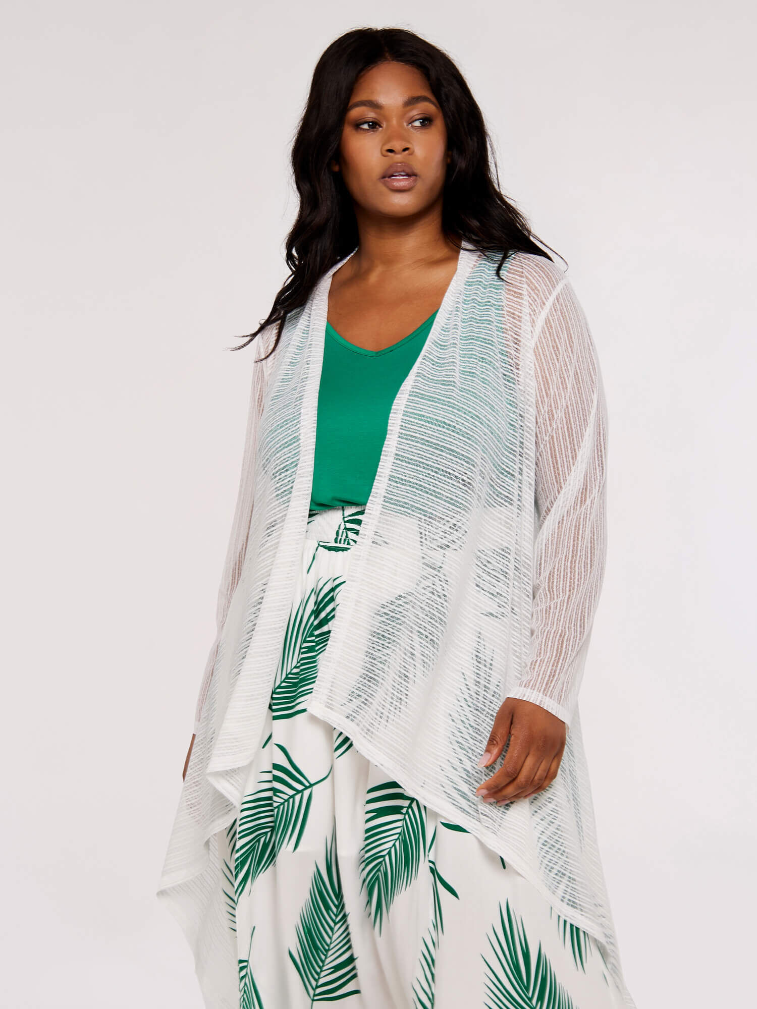 Curve Mesh Waterfall Cardigan