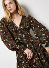 Ikat Chiffon Tiered Maxi Dress, Khaki, large