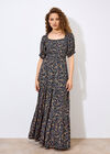 Floral Paisley Milkmaid Maxi Dress, Navy, large
